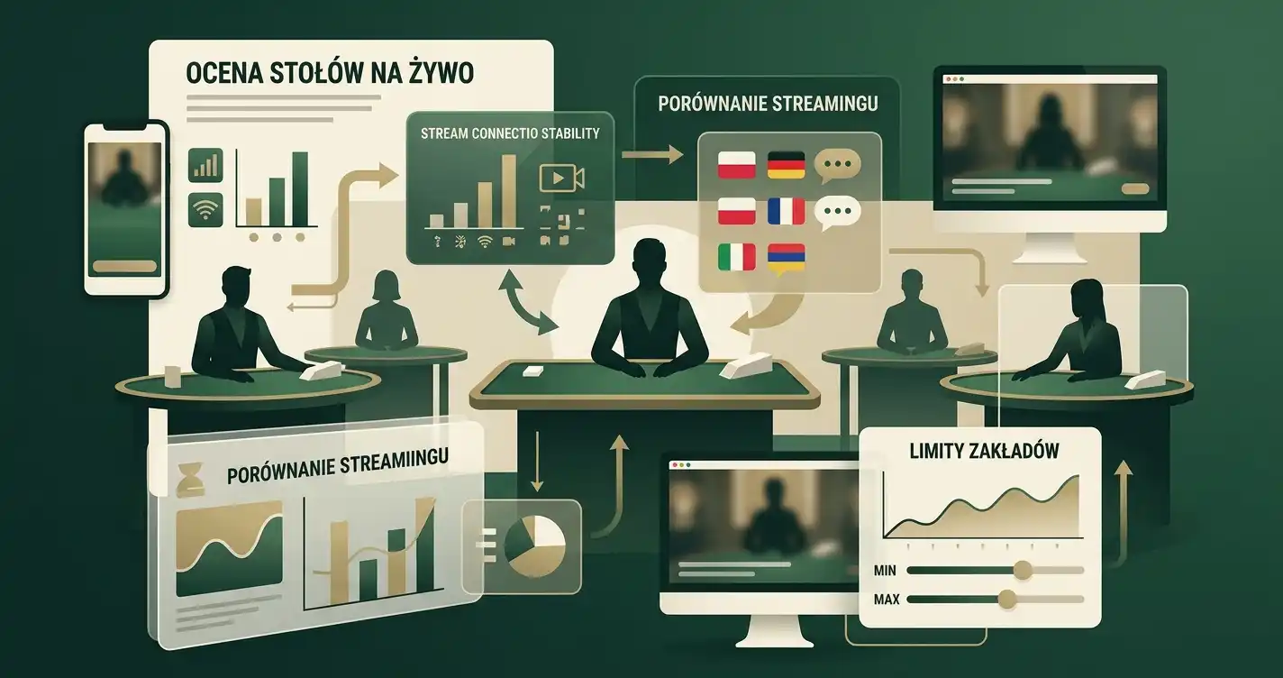 Abstrakcyjna ilustracja stołów kasyna na żywo i transmisji na żywo