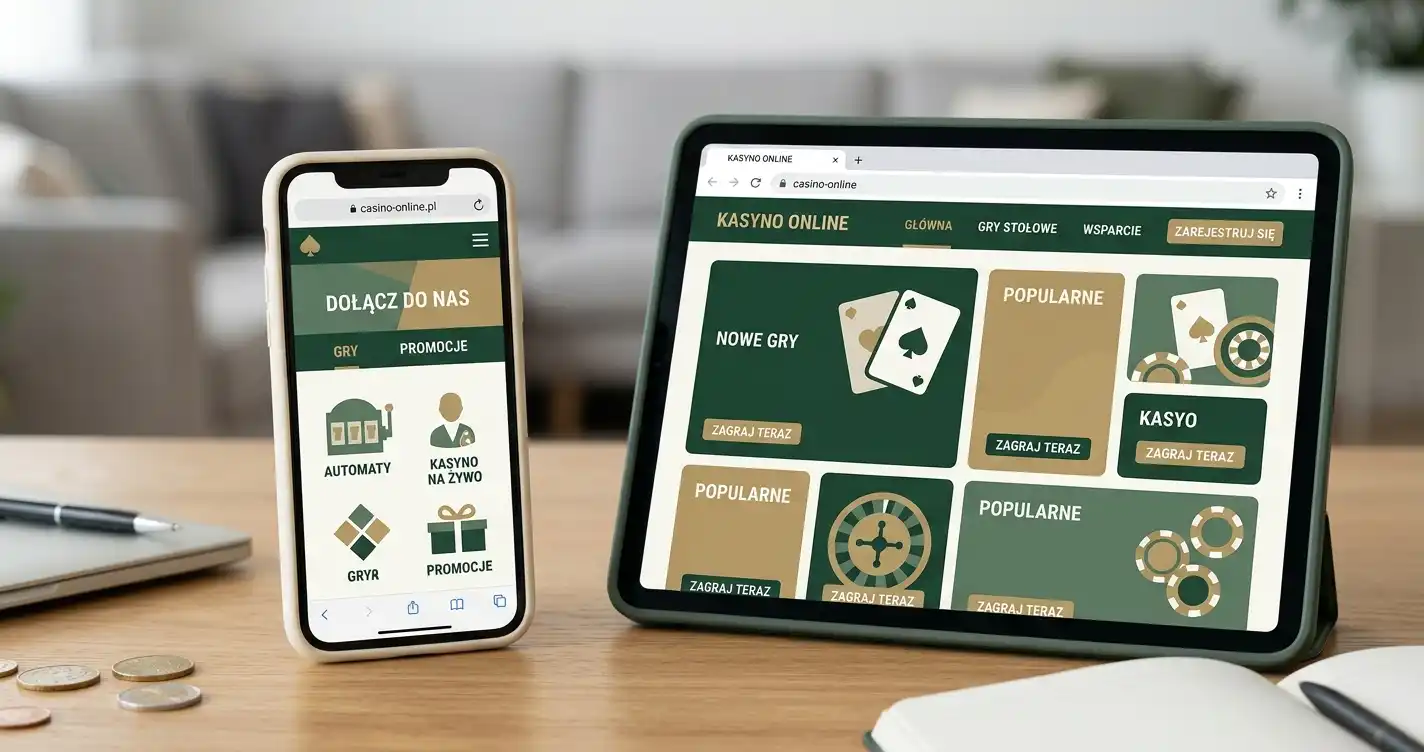 Abstrakcyjna ilustracja mobilnego interfejsu kasynowego na smartfonie